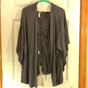 Cool Blue-Grey Cardigan with Intricate Details